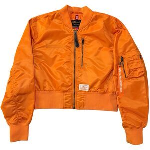 Alpha Industries Cropped Aviator Bomber Jacket L-2B Orange Sz L Gen 2 Military